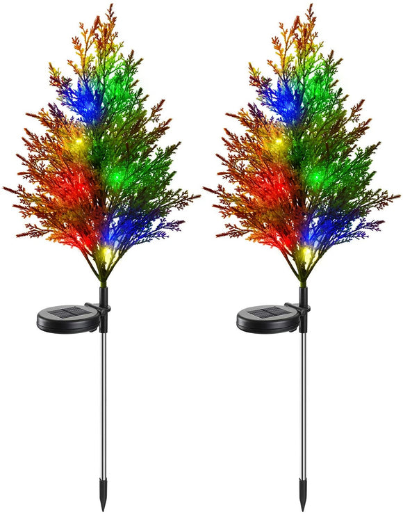 Solar Tree Lights Garden Outdoor Waterproof, Vosaro Solar Yard Decoration Light, Solar Stakes Deco Lights, SOLARLIGHT Flower Lights Multi-Color Flickering Pine Lights for Patio Lawn Pathway Christmas